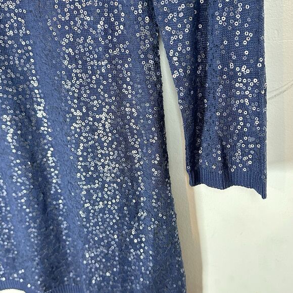Chan Luu Blue All Over Sequin Long Sleeve Sweater Pullover Woman’s Medium EUC - Picture 5 of 11